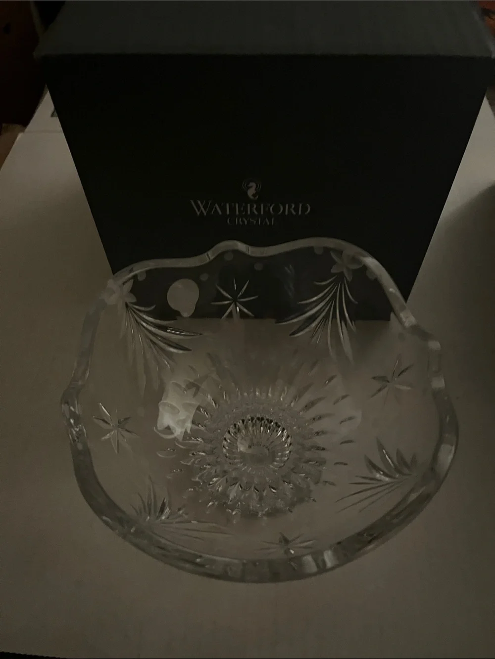 Waterford Clear Cut Glass Decorative Bowl with Starburst Pattern Christmas Night